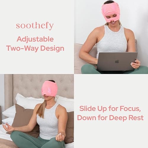 Migraine Relief Cap with Eye Holes - Upgraded 360° Cooling Gel Headache Relief Hat - Ice Mask for Hangover, Stress, Tension - Still Function & Watch TV - Gifts for Women Men - FSA Eligible HSA thumbnail 6