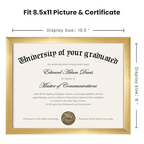 upsimples Certificate Frame, 8.5 by 11 Glass Diploma Frames, 5 Pack, Gold | Displays 8.5x11 Document and Degree, Graduation Gift for Wall or Tabletop Decor, High-definition Glass thumbnail 3