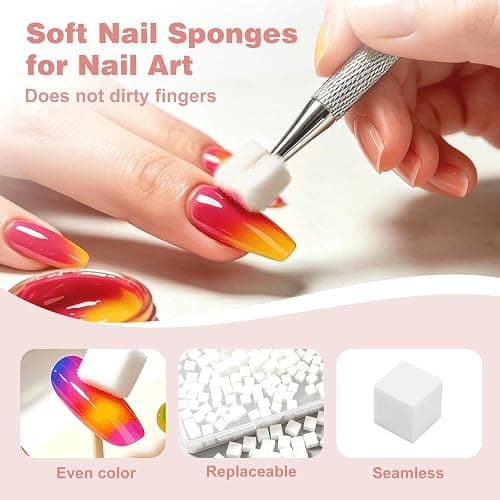 200PCS Soft Nail Sponges with 1PCS Grabbing Pen for Ombre and Aura, Reusable Soft Nail Sponge,Professional Nail Art Tools Accessories Supplies for Home Use and Salons,Manicure DIY Tools thumbnail 4
