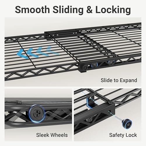 VIPEK X2 Expandable Reach-in Closet Racks Adjustable from 3'3" to 4'8" Portable Open Walk-in Closet Rack System with Flexible Shelves and Hanger Rods Clothing Rack for Hanging Clothes, Black thumbnail 5