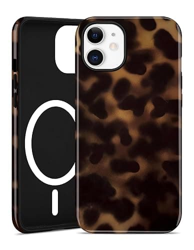Jusy Compatible with MagSafe Brown Tortoise Shell Print Phone Case for iPhone 11, Amber Trendy Luxury Magnetic Soft TPU and Hard PC Protective Phone Cover for Women Girls - Tortoise Shell - Image 1