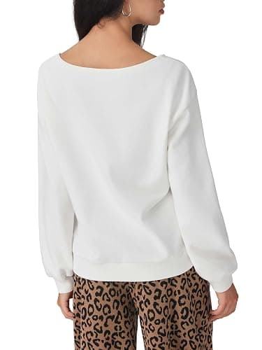CIDER Going Out Sweatshirt for Women Dachshund Graphic Asymmetrical Neck Long Sleeve Terry Pullover Dog Top thumbnail 3