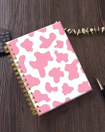 iampanda Spiral Journal Notebook,Cute Strong Twin-Wire Binding with Premium Paper for Girl Women,60 Sheets A5 College Ruled Notebook/Journal,Perfect for School Office Home Gifts,Pink Cow thumbnail 2