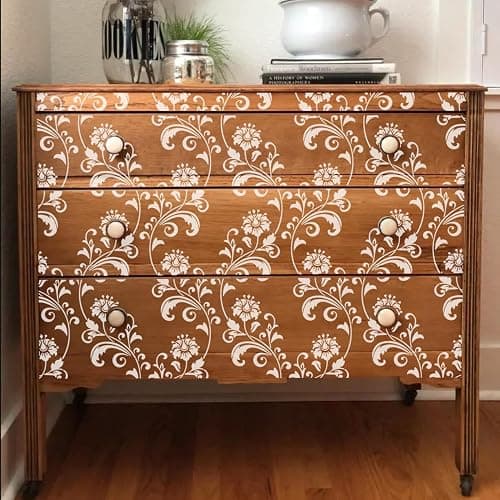 Damask Stencils for Walls 12inch Damask Stencil Large Texture Stencils Mixed Medium Layering Templates for Painting on Wood Furniture Canvas Paper Fabric thumbnail 3