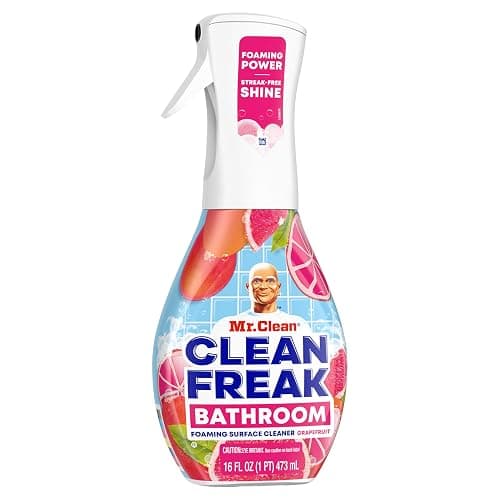 Mr. Clean Clean Freak Foaming Bathroom Surface Cleaner Multi-Surface Spray Starter Kit and Refill Bundle, Grapefruit Scent, 64 fl oz thumbnail 9