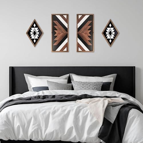 flangairy 2 Pcs Aztec Wall Decor With Wood Framed, 20.9x9.8 Inch Wooden Western Wall Art, Southwestern Native American Boho Bathroom Bedroom Living Room Rustic Home Decoration thumbnail 6