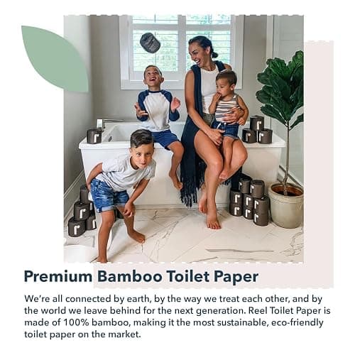 Reel Premium 3-Ply Bamboo Toilet Paper - 24 Rolls, 300 Sheets per Roll | Unbleached, Non-Toxic, Chemical & Bleach Free - Tree-Free, Septic Safe - Paper Towels with Zero Plastic Packaging thumbnail 2