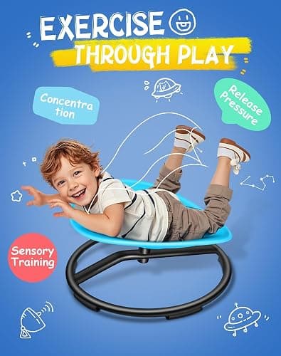 FERUERW Spinning Chair for Autistic Kids, Sensory Swivel Chair, 220LBS Weight Capacity, Sensory Toy for Children with ADHD/Autism, Training Body Coordination, 3+ Years (Blue) thumbnail 4
