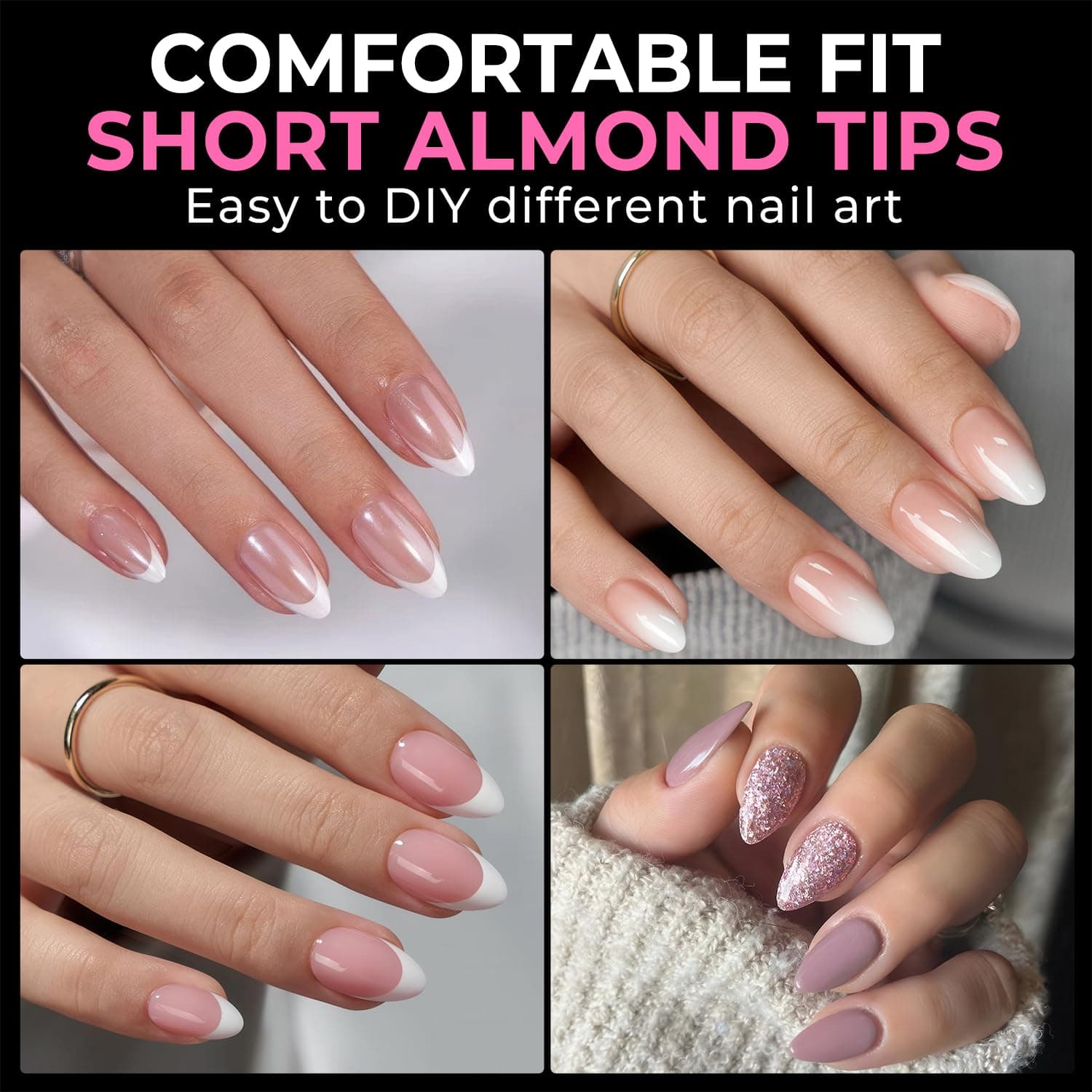 UNA GELLA Short Almond Fake Nails 21 6pcs Pre-shape Gel Acrylic Nail Tips for Full Cover Nail Extension Home DIY Nail Salon 12 Sizes Gelly Tips thumbnail 2