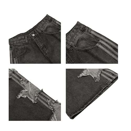 PEAINJ Star Jeans for Women Girls Baggy Cute Patchwork Denim Pants | Y2K Jean Pants,2000s Baggy Star Jeans,High Rise,Classic 4 Pockets,Grunge Trendy Clothes,Casual Aesthetic Outfits thumbnail 6