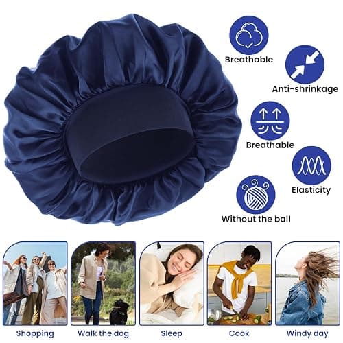 WLLHYF Silk Bonnet for Men, Satin Bonnet Elastic Band Silk Sleep Cap Soft Adjustable Hair Cap Hair Wrap for Women Sleeping thumbnail 7