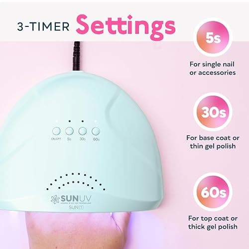 SUNUV UV Light for Nails, UV LED Lamp Nail Dryer for Gel Polish SUNONE Blue | Professional Fast Curing Lamp for All Gel Polishes, 3 Timers, Auto Sensor, Removable Base, Home DIY Salon Tool, Ideal Gift thumbnail 3