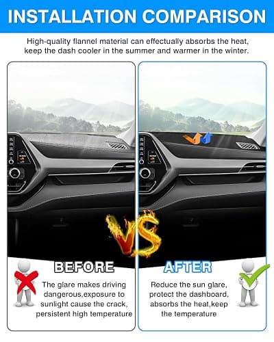 Autorder Dashboard Cover Mat for Toyota Highlander 2020 2021 2022 2023 2024 2025 2026 Accessories Dash Cover Flannel Dash Mat Sunshade Glare UV Rays Protector(Compatible with or Without Display) thumbnail 3