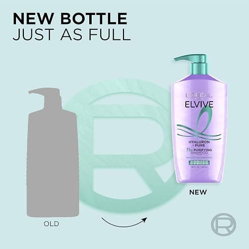 L'Oreal Paris Elvive Hyaluron + Pure Shampoo and Conditioner Set, Clarifying Shampoo and Rehydrating Conditioner with Salicylic Acid and Hyaluronic Acid, 1 Kit thumbnail 5