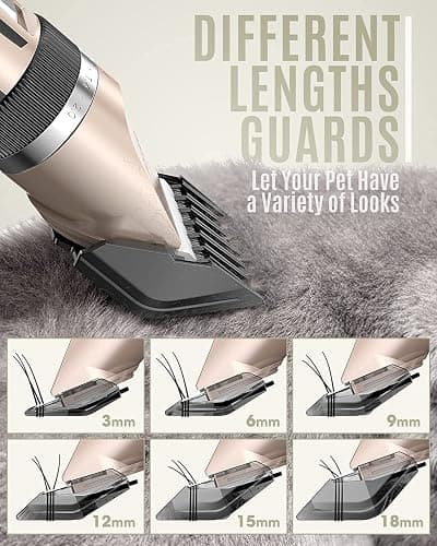 oneisall Dog Clipper Low Noise, Dog Grooming Kit with Rechargeable, Pet Shaver Cordless Electric Quiet Hair Clipper Set for Dogs Cats Pets（Gold） thumbnail 5