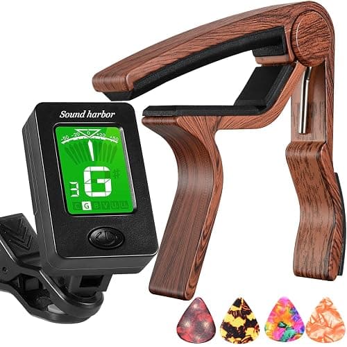 Guitar Capo with Guitar Tuner Clip Guitar Accessoriesor for Acoustic Ukulele - Image 1