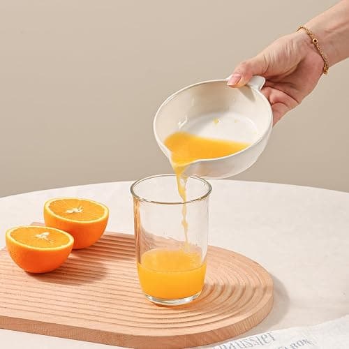 Ceramic Citrus Lemon Orange Juicer Manual Squeezer, Hand Juicer Reamer | Rotation Press with Strainer Lid, Spout, Handle, Dishwasher Safe, Easy to Clean thumbnail 6