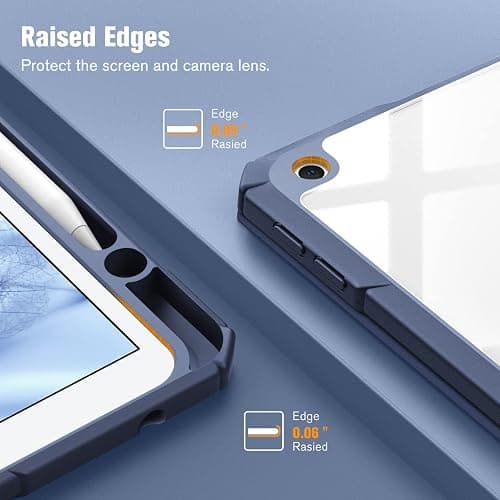 Fintie Hybrid Slim Case for iPad 9th / 8th / 7th Generation (2021/2020/2019) 10.2 inch - [Built-in Pencil Holder] Shockproof Cover with Clear Transparent Back Shell, Auto Wake Sleep (Ocean Marble) thumbnail 7