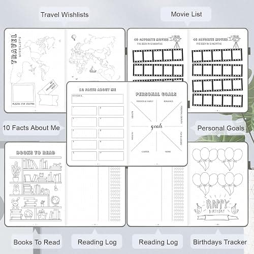 SIMSIMY Premade Dotted Journal Notebook with Bullet Templates, Pre-made Dot Grid Journaling with Undated Weekly & Monthly Planner, Various Trackers, Lasts 1 Year, A5 thumbnail 3