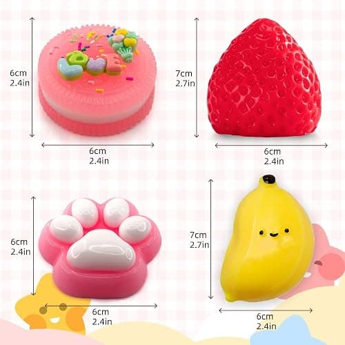 Taba Squishy Toys 4 Pack – Cute Anxiety Relaxing Stress Relief Fidget Set for Kids and Adults, Fun Sensory Toys for Party Favors Gifts thumbnail 3