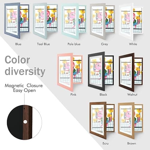 Golden State Art, 10x12.5 Kids Art Frames, Front-Opening Picture Frame Great for Kids Drawings, Artworks, Children Art Projects, Schoolwork, Home or Office (Walnut Set of 2) thumbnail 8