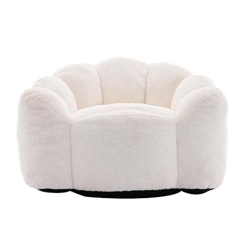 YITAI Large Bean Bag for Adults, Faux Fur Reading Sofa Chair with Petal Backrest,Fluffy Comfy Chair for Bedroom, Living Room, Study, Game 1PC Beige thumbnail 4