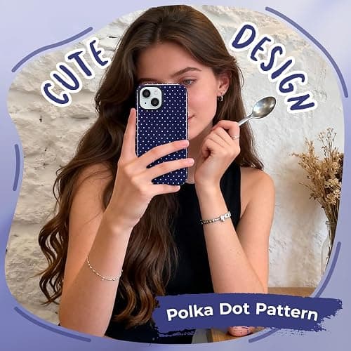 ZTOFERA for iPhone 15 Case Fit for MagSafe, Dots Pattern-Navy Blue | Cute Polka Dot Pattern | Built in Magnetic Support Magnetic Accessory | Hard PC Back+Soft Layer Dual Protective Phone Case thumbnail 5
