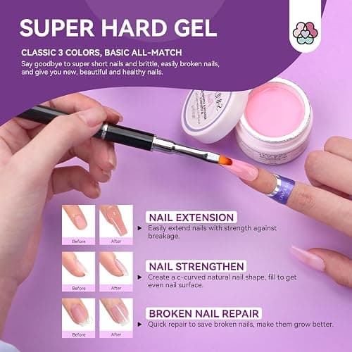 SAVILAND Builder Nail Gel Kit – Clear Pink Nudes Sculpture Hard Gel Nail Drill Kit Nail Form Nail Extension Shaping for Home DIY Salon thumbnail 4