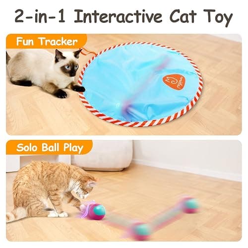 Migipaws Interactive Cat Ball Toy Set, Fun Tracker, Glowing Chase Ball with MystiChaser Pouch, Fluffy Tail, Small Mouse – Cat Toys for Bored Indoor Cats(Rose) thumbnail 3