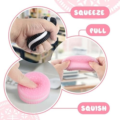 Gytera Sticky Cookie Squishies Fidget Toys Adults, Squeeze Toys Sensory Toys for Kids with Autism, Stress Balls for Adults Fidgets Birthday Gifts Party Favors for Kids(2 Pack Pink Black) thumbnail 4