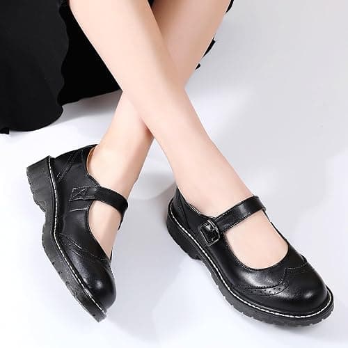 XMM Mary Jane Shoes Women Mary Janes Flats Ladies Oxford Shoes for Women Comfort Leather Round Toe Non-Slip Dressy Casual Cute Girls School Work Shoes thumbnail 5