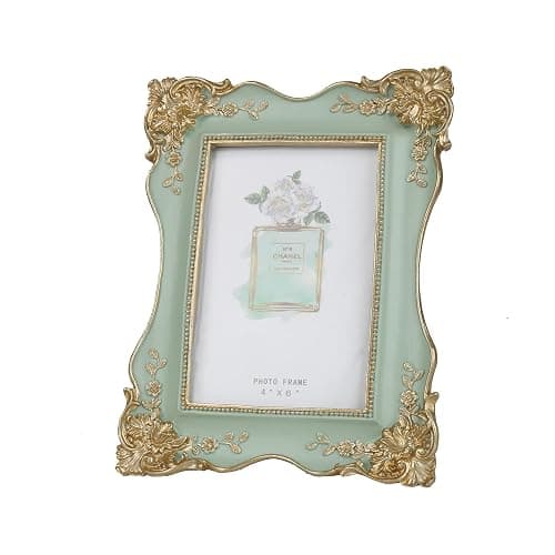 Kaolituis Vintage Picture Frame 4x6 with Gold Trim Antique Tabletop Wall Hanging Photo Frame with Glass Front for Home Decor,Gift Ideas (Green) - Image 1