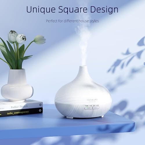 ASAKUKI 300ml Oil Diffuser with 14 LED Lights, Timers, Auto Shut-Off White | Large Capacity Essential Oil Diffuser, Ultrasonic Aromatherapy Ultrasonic Cool Mist Diffuser for Home Bedroom Office Yogaroom thumbnail 3