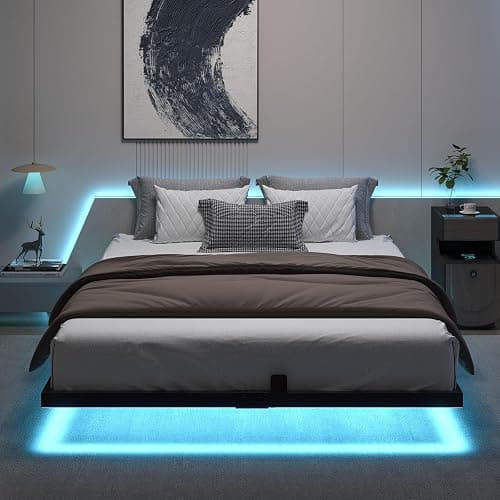 HOMBCK Floating Bed Frame Full Size with LED Light, Modern Metal Bed Frame, No Box Spring Needed, Noise Free, Easy Assembly thumbnail 7