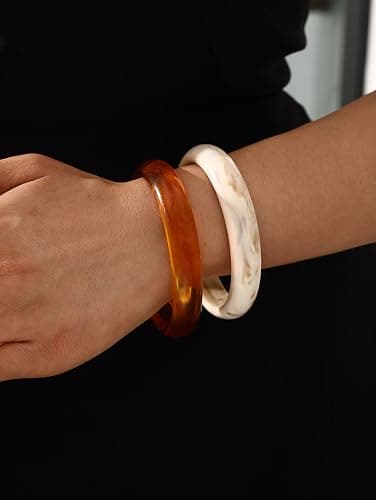 ÌF ME Acrylic Bangles Bracelets for Women, Irregular Acrylic Resin Chunky Bracelets Geometric Fashions Thick Statement bangle Set thumbnail 8