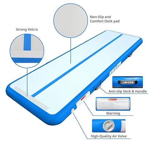 AWSUM Inflatable Gymnastics Mat 6.6ft/10ft/13ft/16ft/20ft/23ft Tumble Track | Air Gymnastics Tumbling Tracks 4/8 inches Thick with Electric Pump for Training Cheerleading Yoga Home Gym Outdoor Park Use thumbnail 5