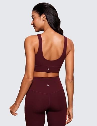 CRZ YOGA Womens Butterluxe U Back Sports Bra - Scoop Neck Padded Low Impact Yoga Clothes Workout Crop Top with Built in Pads thumbnail 2