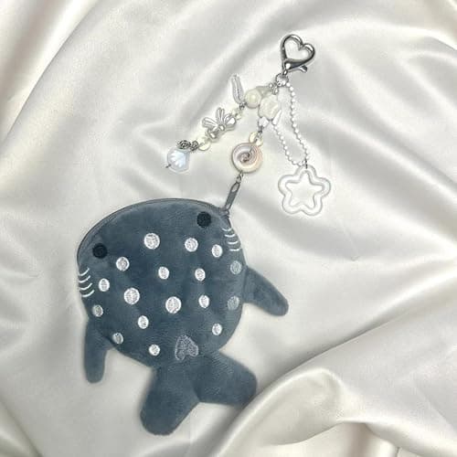 Whale Shark Coin Purse Keychain,Cute Plush Change Purse with Zipper Keychain,Kawaii Handmade Coin Pouches for Women thumbnail 2