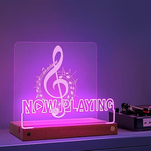 OkiyiD Light Up Now Playing Vinyl Record Stand, Record Holder Stand Display Decor, LED Wooden Base 16 Color Changing with Remote Control,Vinyl Album Storage Gifts for Music Lovers Room Decor thumbnail 9