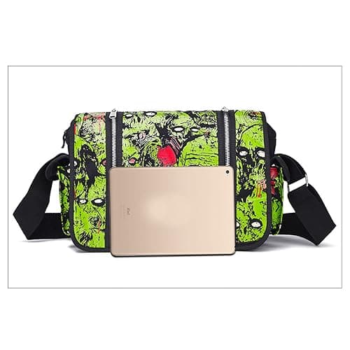 MEOKIM Gothic Canvas Backpack with Printed Skull - Green Tote Bag thumbnail 3
