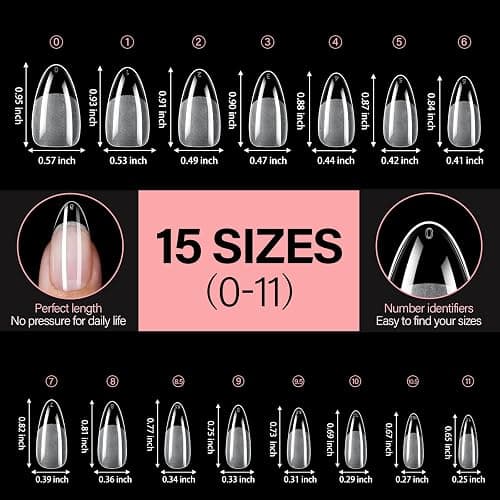 AILLSA Medium Almond Nail Tips - 450pcs Thickened False Nail Tips Half Matte Nails Tips, Fake Nails Nail Extension for Manicure thumbnail 6