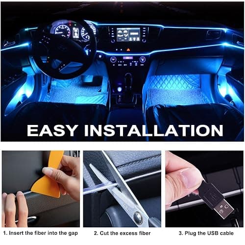 Interior Car LED Strip Lights with Wireless APP & Remote Control, RGB 2 in 1 Car Ambient Lighting Kit with 158 Inches Fiber Optic, Inside Neon Dash Strip with Music Mode thumbnail 3