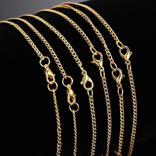 Hicarer 24 Pack Gold Plated Necklace Chain for Women Bulk 16-26 Inch 2 mm Gold Plated DIY Cable Link Chains for Jewelry Making with Lobster Clasps for DIY Necklace Jewelry Making Supplies(20 Inch) thumbnail 3