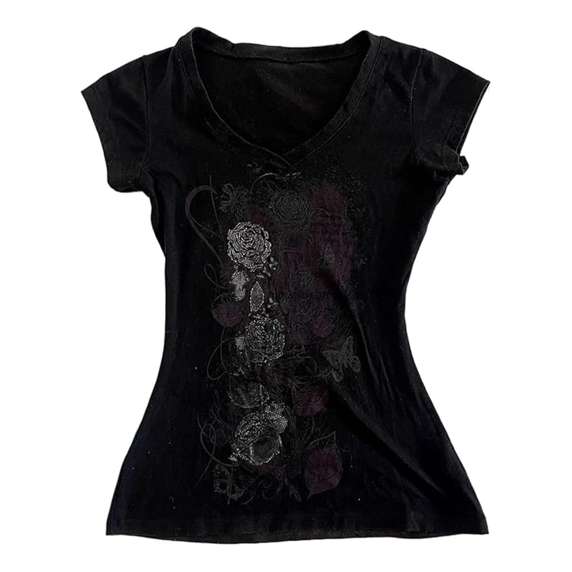 Women Y2k Emo Grunge Shirts 21st Century, Vintage Graphic Baby Tees Short Sleeve Punk Gothic T Shirt Tops Teens Alterwear Going Out Shirt Streetwear Summer - Image 1