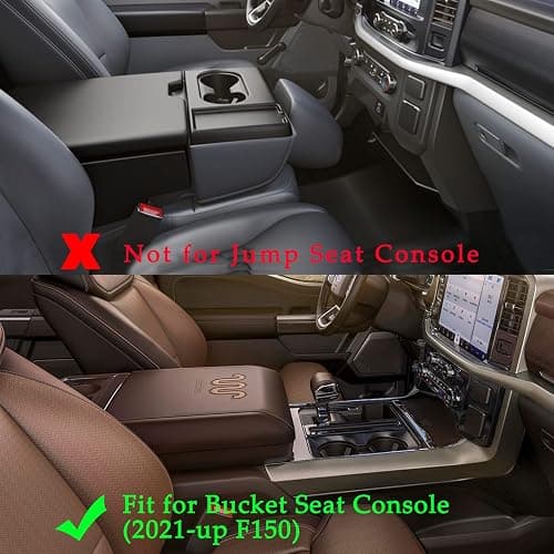 JDMCAR Center Console Organizer Compatible with Ford F150 Accessories 2024 2023 2022 2021,Center Console tray for F-150 Interior Accessories, Matte Black -(Full Console w/Bucket Seats ONLY) thumbnail 4