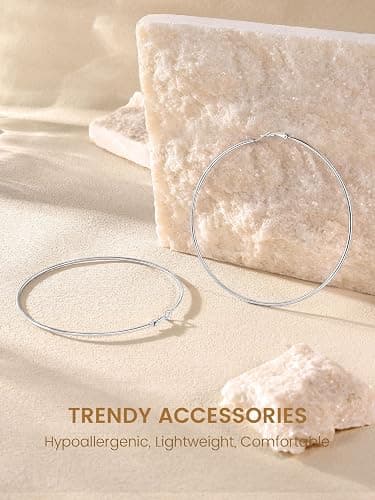 KeyStyle Gold Hoop Earrings for Women, Stainless Steel Hoops Earring Lightweight Loops, 2 mm Thick Hypoallergenic Circle Endless Thin Hoop (20/30/40/50/60/70/80/90/mm) thumbnail 4