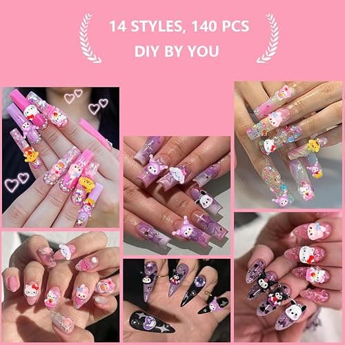 141 PCS Cute Nail Charms Nail Art Stickers Y2K Kawaii Nail Charms Slime Charms 3D Nail Art Charms Flatback Resin Charms thumbnail 6