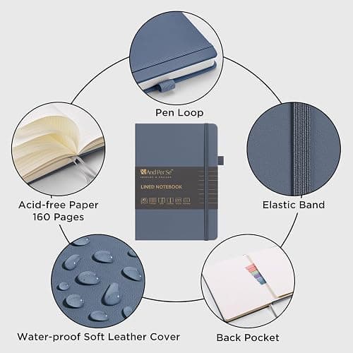 &And Per Se Lined Journal Notebook, 160 Pages, A5 5.7 x 8 inches College Ruled Thick Paper Notebook Journals for Writing, Hardcover Notebooks for Women Men Office School (1 Pack, Dark Blue) thumbnail 4