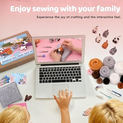 UOOU Needle Felting Beginners Kit with Box,Needles Felting Supplies with 24Pcs Felting Needles,Felting Pad,Wool Roving,DIY Needle Felting Cat Dolls thumbnail 4
