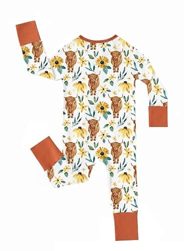 MOSSRIVER Bamboo Viscose Baby Long Sleeve Romper, Cute Pumpkin Prints Zipper Footless Jumpsuit, Toddler One-Piece Outfits thumbnail 6